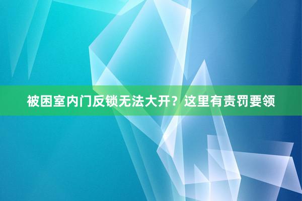 被困室内门反锁无法大开？这里有责罚要领
